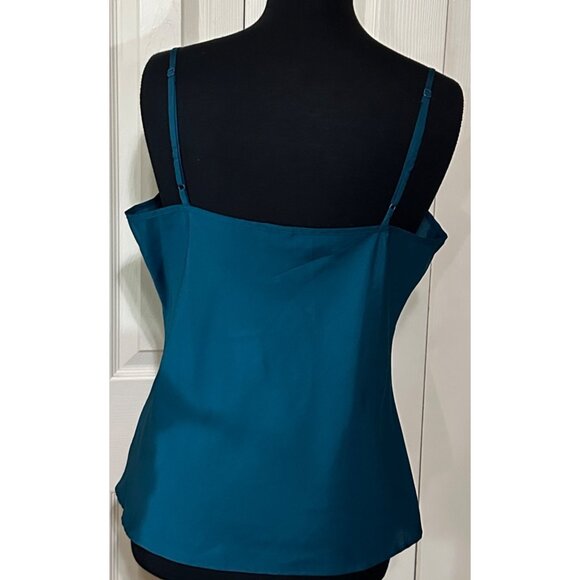 Worthington Brand Teal Blue Sheer Ruffled Blouse 100% Polyester Women's Size L - Picture 9 of 16